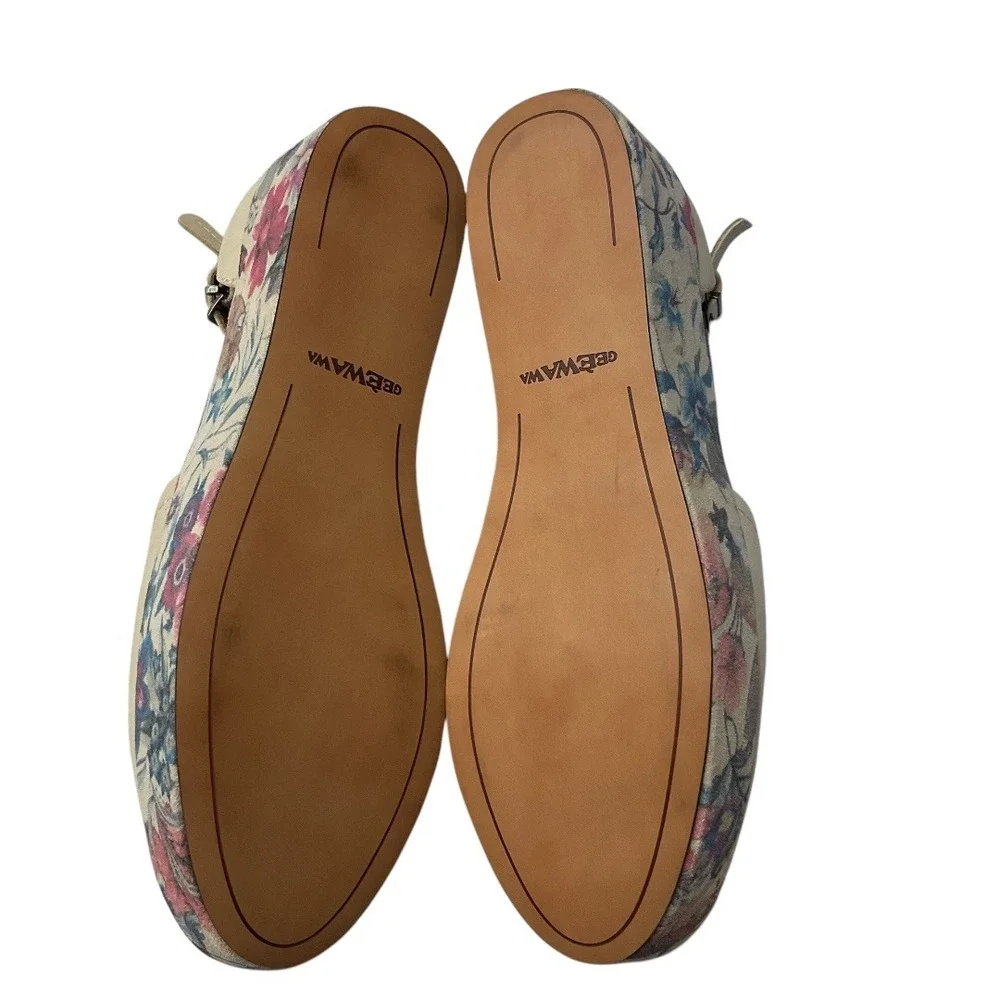 Gee Wawa Anthropologie Women's Daisy Floral Platform Shoes Ankle Strap Size‎ 6